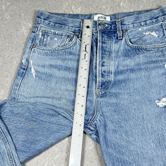 AGOLDE 90's Mid Rise Loose Fit Jeans Fall Out Size 27 Distressed Medium Wash - Picture 7 of 15